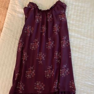 Loft , large, burgundy, sleeveless blouse.
